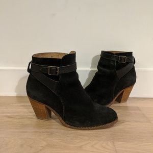 Black suede ankle booties - size 9